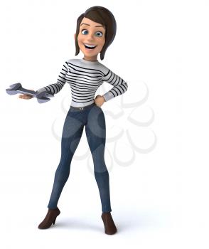 Fun 3D cartoon casual character woman