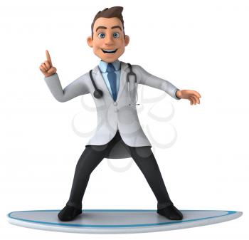 Fun 3D cartoon doctor surfing