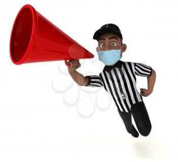 Fun 3D illustration of a black referee with a mask