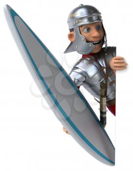 Fun 3D cartoon roman soldier surfing