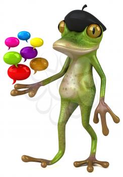 Fun french frog - 3D Illustration
