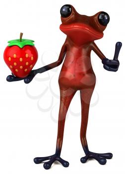 Fun red frog - 3D Illustration