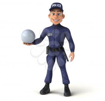 Fun 3D illustration of a cartoon Police Officer