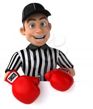 Fun 3D Illustration of an american Referee boxing