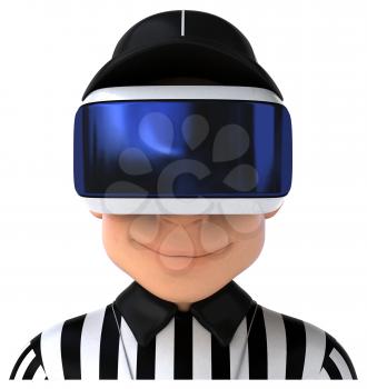 Fun 3D Illustration of a referee with a VR Helmet