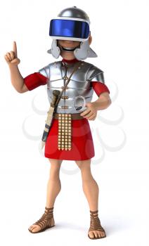 Fun 3D Illustration of a roman soldier with a VR Helmet