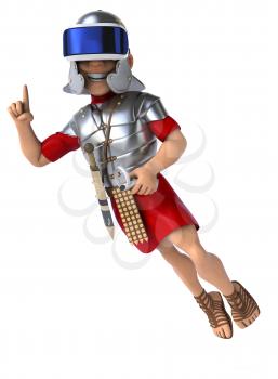 Fun 3D Illustration of a roman soldier with a VR Helmet