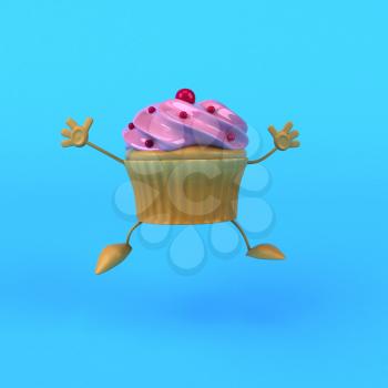 Cartoon cupcake - 3D Illustration