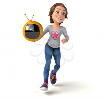 Fun 3D illustration of a cartoon teenage girl 