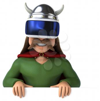 Fun 3D Illustration of a gaul with a VR Helmet