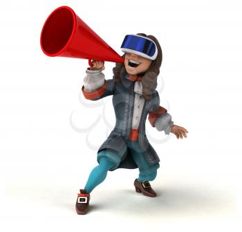 Fun 3D Illustration of a man with a VR Helmet