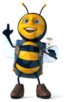 Fun backpacker bee - 3D Illustration