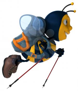 Fun backpacker bee - 3D Illustration