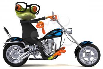 Fun frog on a motorcycle - 3D Illustration