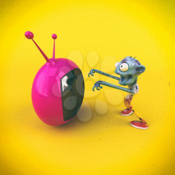 Zombie and media - 3D Illustration