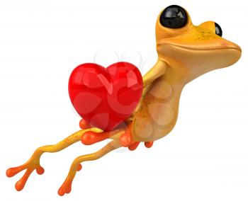 Fun yellow frog - 3D Illustration