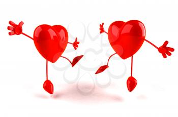 Royalty Free 3d Clipart Image of Jumping Hearts