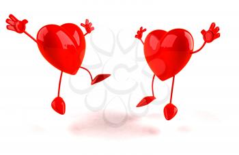 Royalty Free 3d Clipart Image of Jumping Hearts
