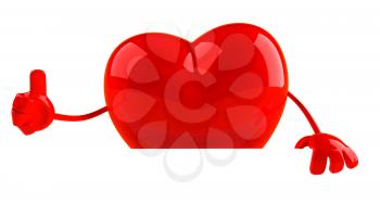 Royalty Free 3d Clipart Image of a Heart Holding a Sign Board and Giving a Thumbs Up Sign