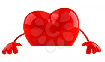 Royalty Free 3d Clipart Image of a Heart Holding a Sign Board
