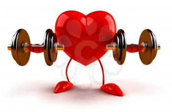 Royalty Free 3d Clipart Image of a Heart Lifting Dumbbells