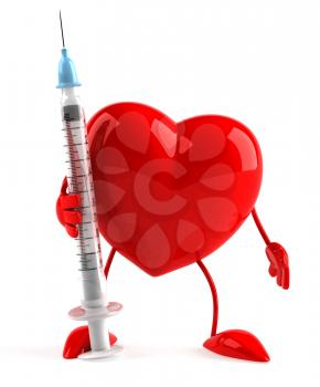 Royalty Free Clipart Image of a Heart With a Syringe
