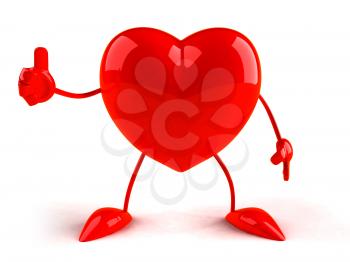 Royalty Free 3d Clipart Image of a Heart Giving a Thumbs Up Sign