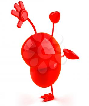 Royalty Free 3d Clipart Image of a Heart Doing a Handstand