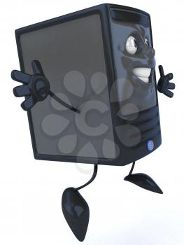 Royalty Free 3d Clipart Image of a Computer Jumping