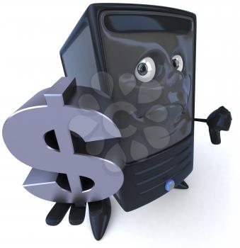 Royalty Free 3d Clipart Image of a Computer Holding a Large Dollar Sign