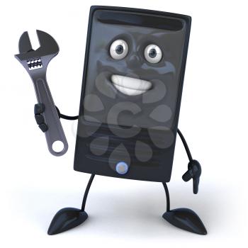 Royalty Free 3d Clipart Image of a Computer Holding a Wrench