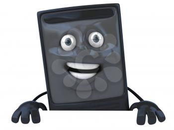 Royalty Free 3d Clipart Image of a Computer Holding a Sign Board