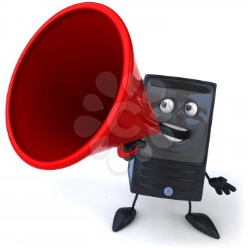 Royalty Free 3d Clipart Image of a Computer Speaking into a Megaphone