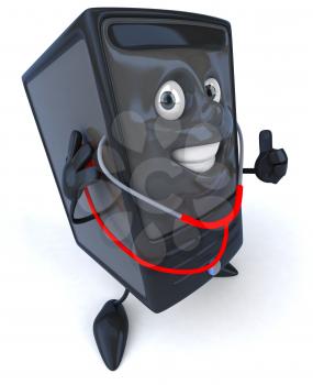 Royalty Free 3d Clipart Image of a Computer Checking Itself with a Stethoscope