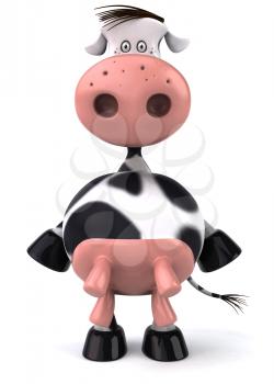 Royalty Free Clipart Image of a Holstein Cow Standing on Two Legs