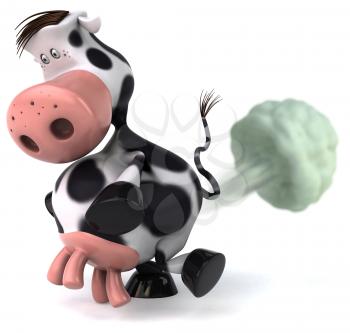 Royalty Free Clipart Image of a Cow Passing Gas
