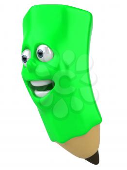 Royalty Free 3d Clipart Image of a Green Pencil