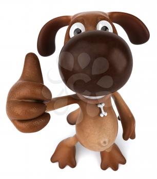 Royalty Free 3d Clipart Image of a Dog Giving a Thumbs Up Sign