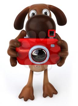 Royalty Free Clipart Image of a Dog With a Camera
