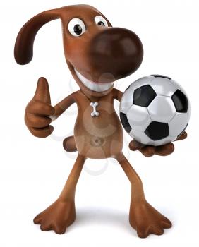 Royalty Free 3d Clipart Image of a Dog Holding a Soccer Ball