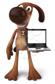 Royalty Free 3d Clipart Image of a Dog Holding a Laptop Computer