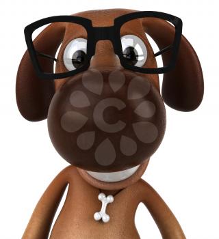 Royalty Free 3d Clipart Image of a Dog Wearing Black Rimmed Glasses
