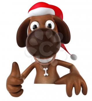 Royalty Free 3d Clipart Image of a Dog Wearing a Santa Hat and Giving a Thumbs Up Sign