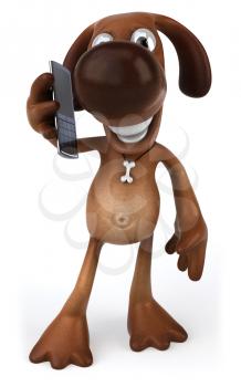 Royalty Free Clipart Image of a Dog With a Cellphone