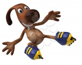 Royalty Free Clipart Image of a Rollerblading Dog Doing Tricks
