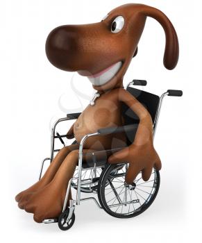 Royalty Free Clipart Image of a Dog in a Wheelchair