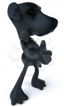 Royalty Free 3d Clipart Image of a Black Dog Giving a Thumbs Up Sign