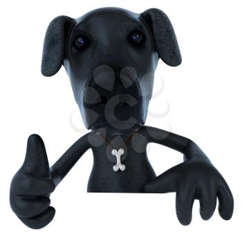 Royalty Free 3d Clipart Image of a Black Dog Giving a Thumbs Up Sign
