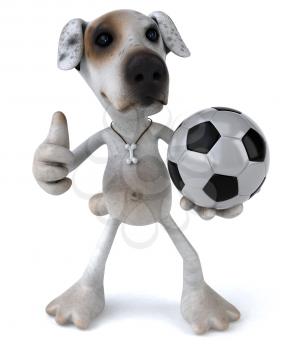 Royalty Free 3d Clipart Image of a Jack Russell Terrier Dog Holding a Soccer Ball