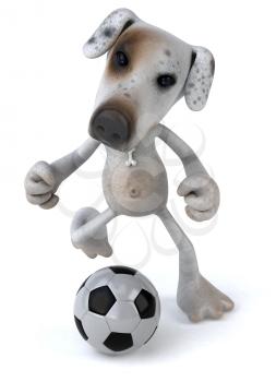 Royalty Free 3d Clipart Image of a Jack Russell Terrier Dog Kicking a Soccer Ball